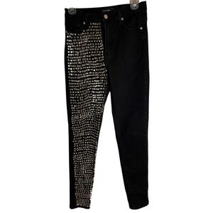 AKIRA Black Denim Skinny Jeans with Silver Studs Size 1 Juniors or 24 waist